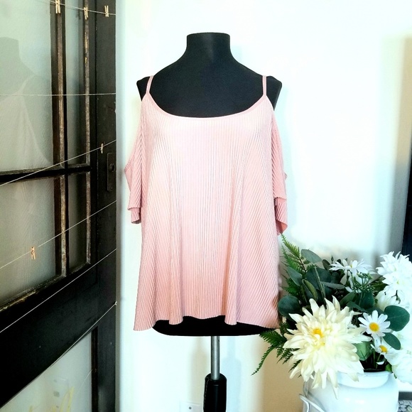 Textured Pink Cold Shoulder Cami - Picture 1 of 5